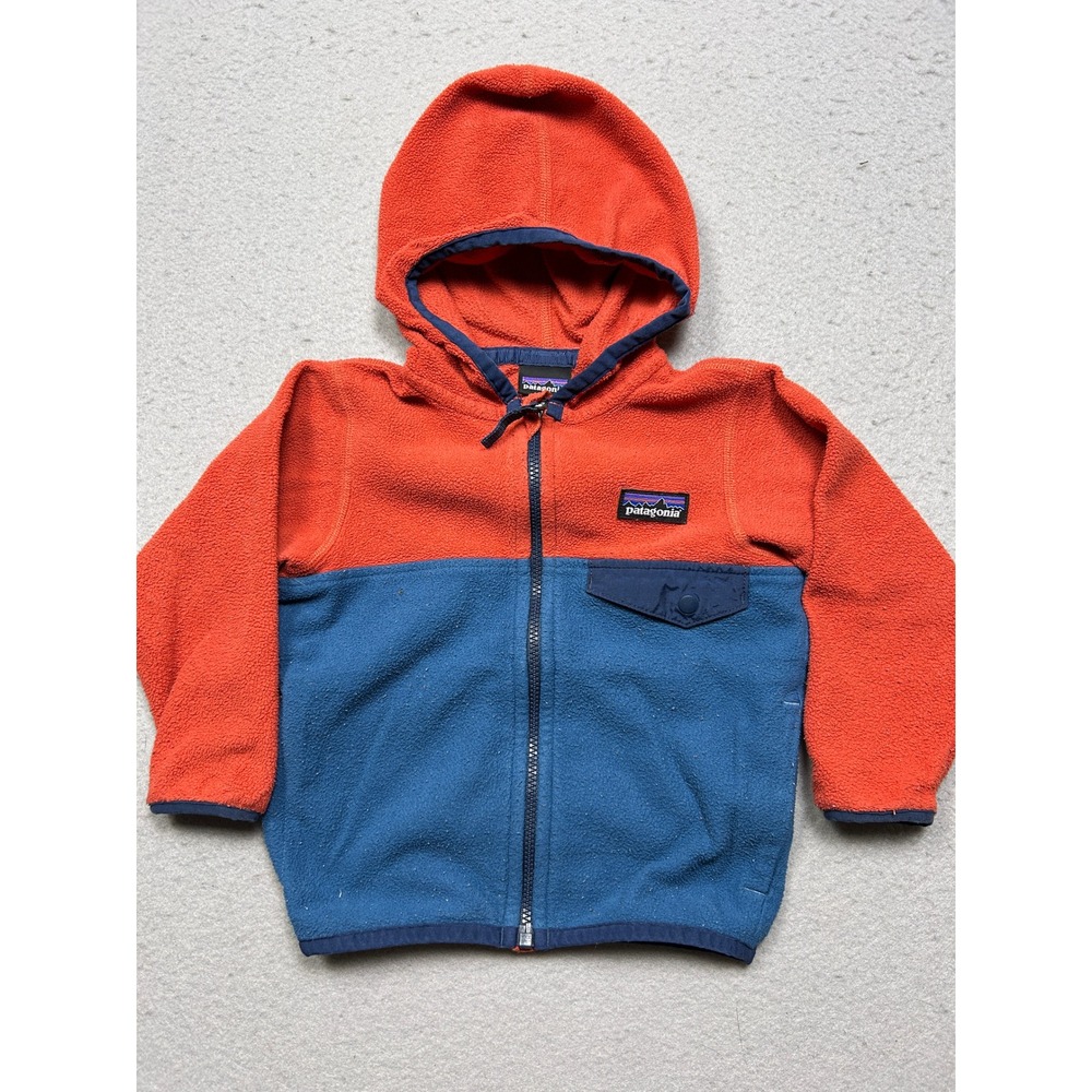 Patagonia Micro D Fleece Hoodie Polyester Orange Blue 12-18M Unisex
